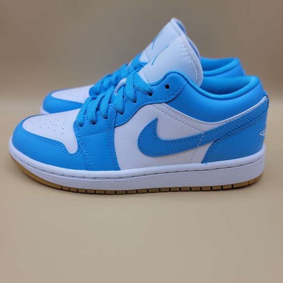 Jordan Shoes - Nike Air Jordan 1 Low Women's Shoe Size 6.5 Dark Powder Blue White Gum Bottoms